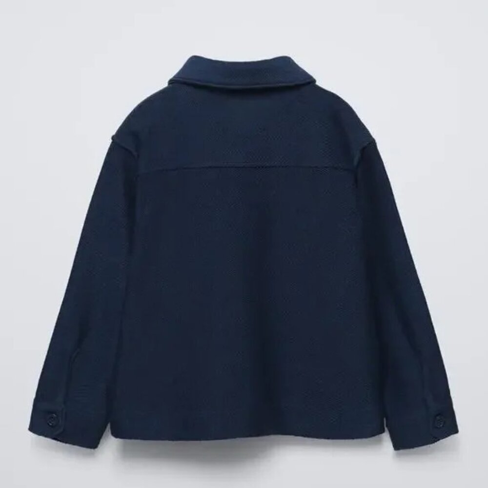 ZARA Buttoned Cardigan Coat, navy - Picture 2 of 5